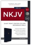 NKJV Giant Print Center Column Reference Bible, Leathersoft Blue